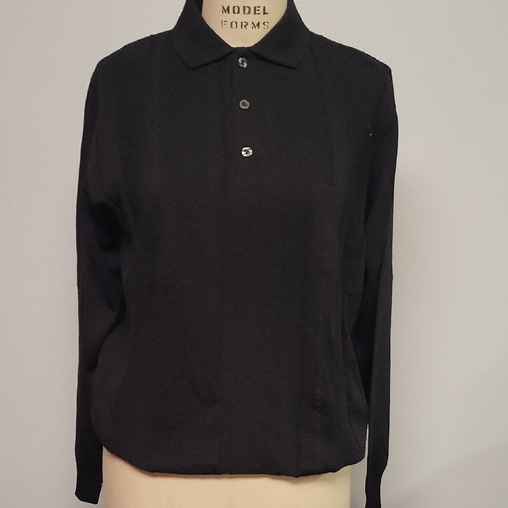 St. Croix Classic Black Men's 3-Button Polo. 75% Merino Wool. Size M